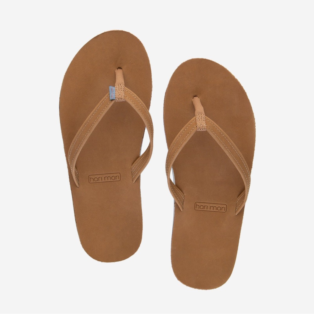 Hari Mari Fields Flip Flops Tan Dusty Blue Size 8 New With Tags